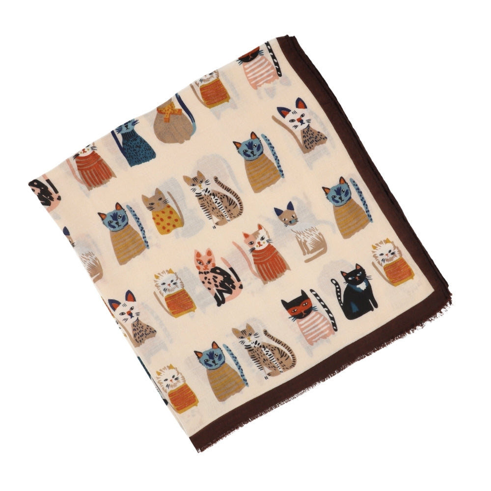 Écharpe douce beige à motif chats – Nikko (6)