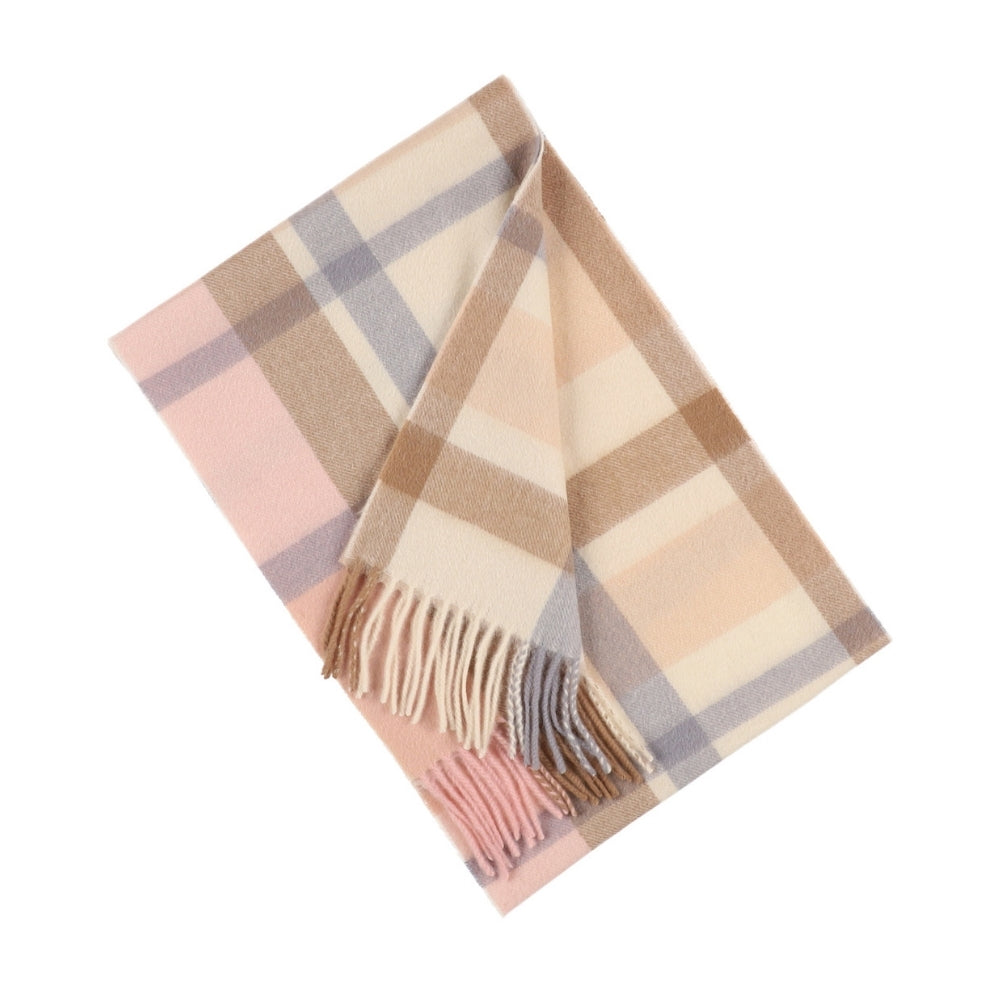 Écharpe beige à carreaux en laine 100 % – Londres (3)