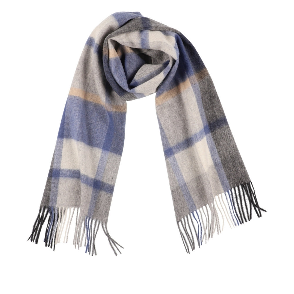 Écharpe bleue et grise à grands carreaux en laine 100 % – York (4)