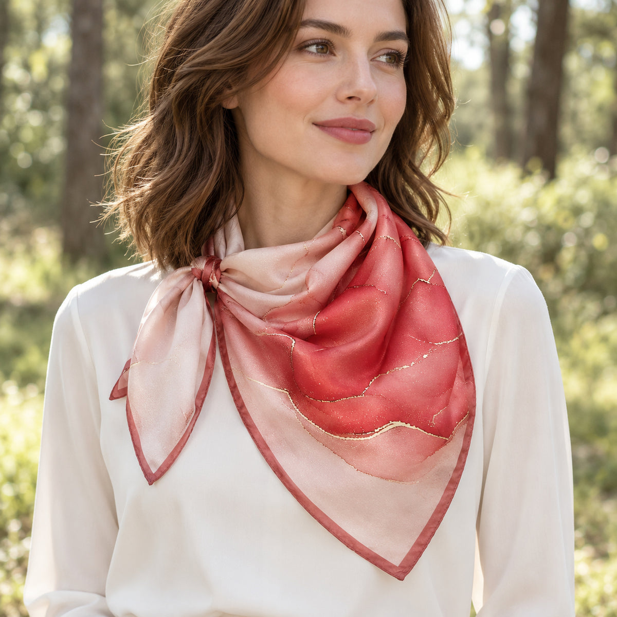 Foulard en soie corail (test)