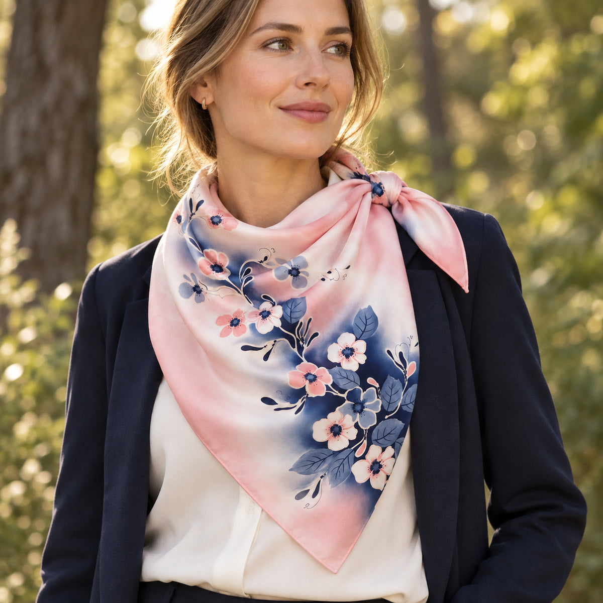 Foulard en soie rose 90x90 (test)