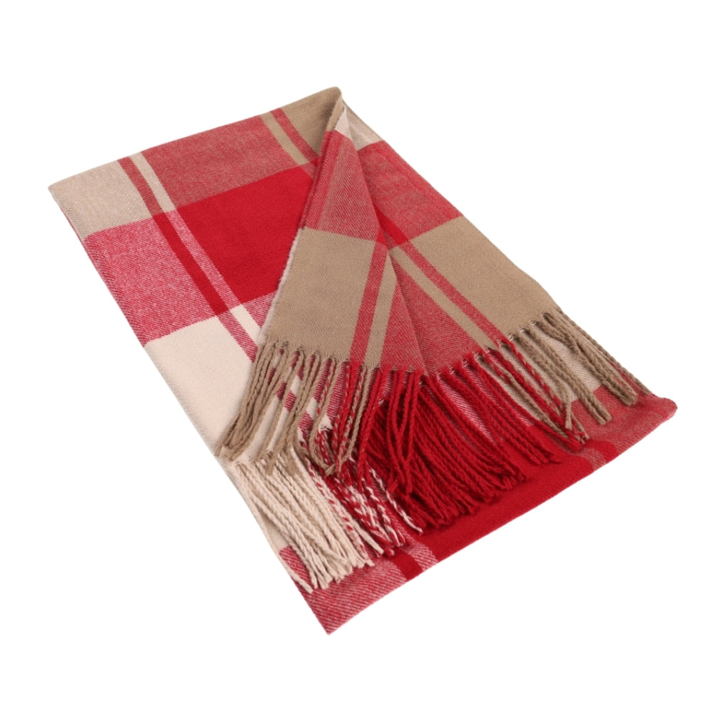 Écharpe rouge à carreaux et à franges – Liverpool (1)