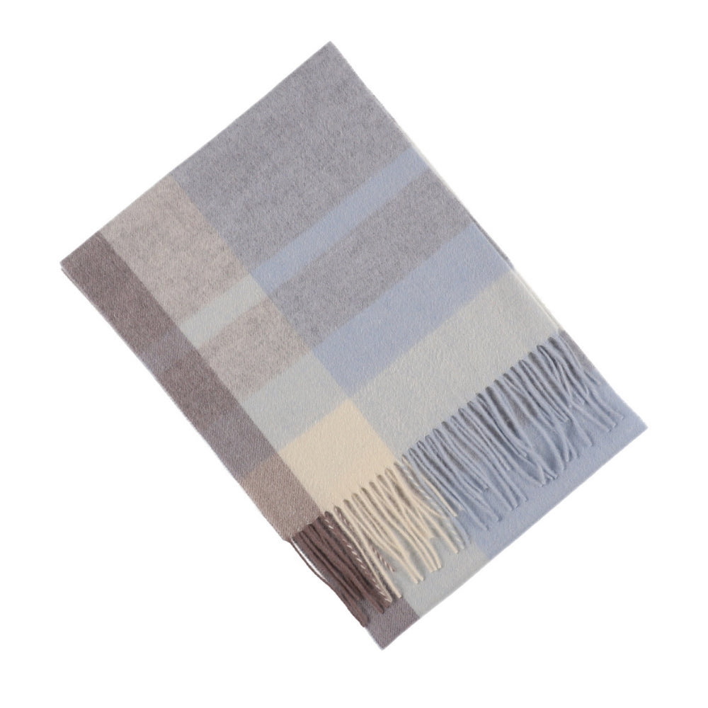 Écharpe bleue à carreaux en laine 100 % – Londres (6)